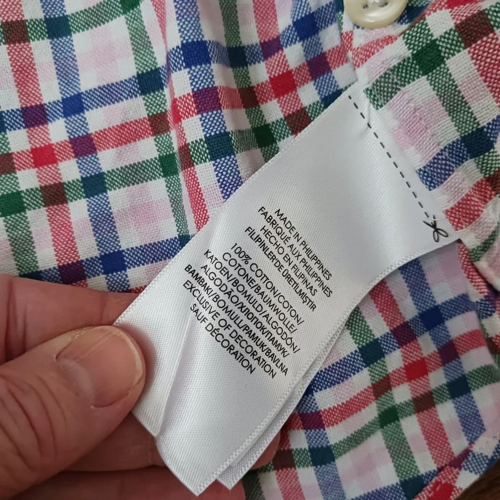 Ralph Lauren Mens Plaid Button Down Shirt Medium Multicolor Cotton Long Sleeve